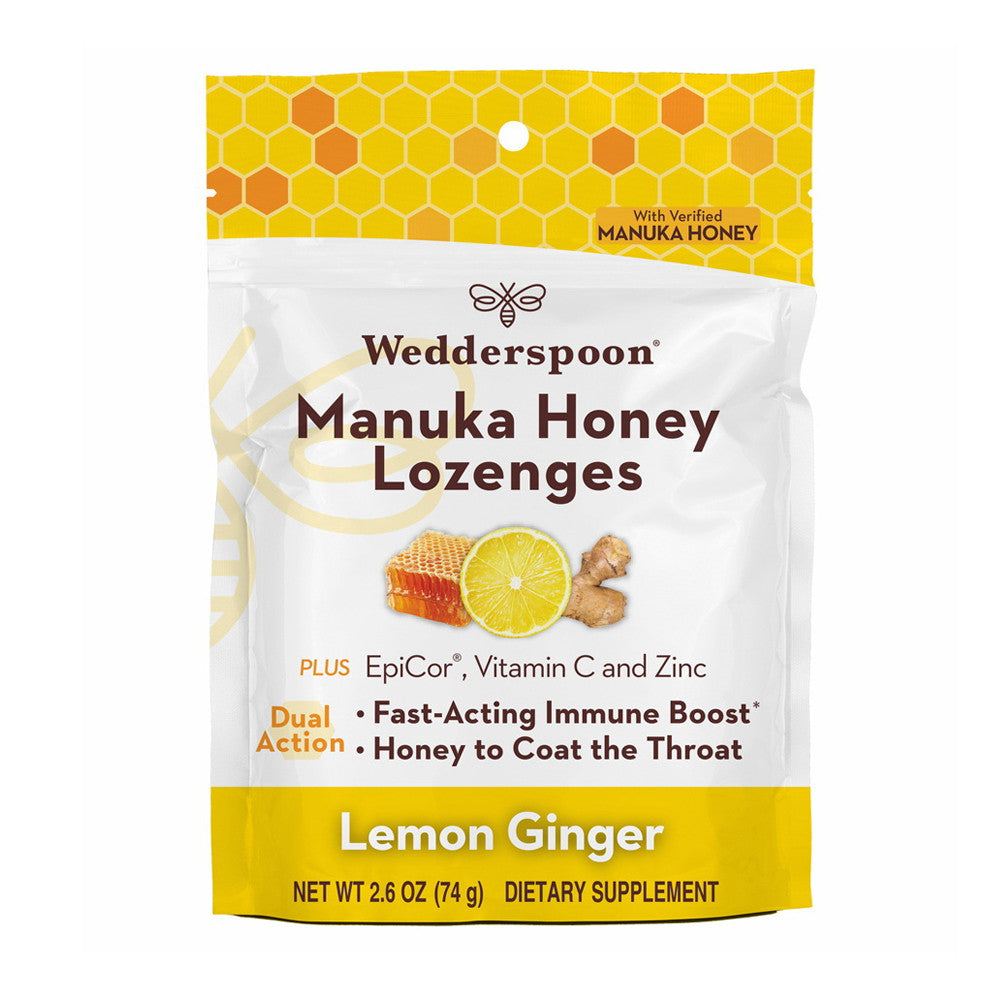 Wedderspoon Manuka Honey Immunity Lozenges, Lemon And Ginger, 2.6 Oz